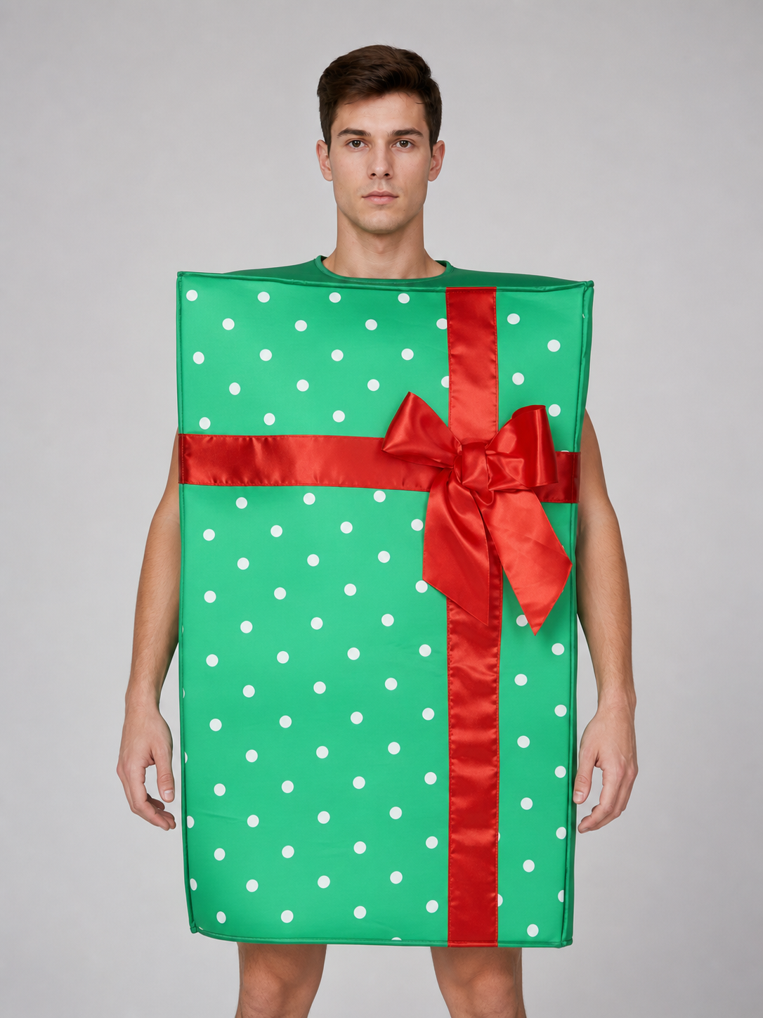 New Year's Gift Box Costume with Red Bow
