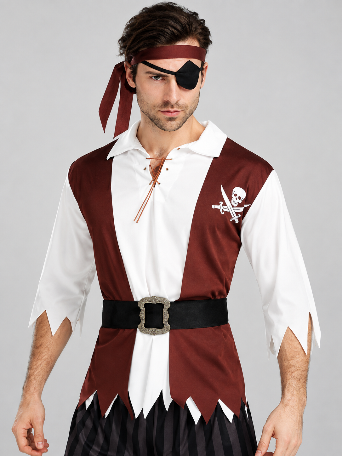 Pirate Carnival Costume with Vest, Bandana, and Eye Patch