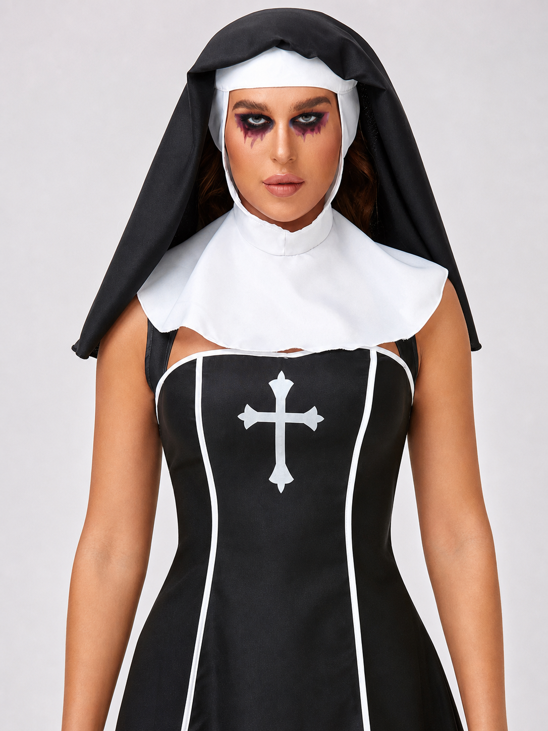 Black and White Cross Costume for Halloween and Cosplay