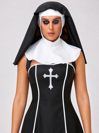 Black and White Cross Costume for Halloween and Cosplay
