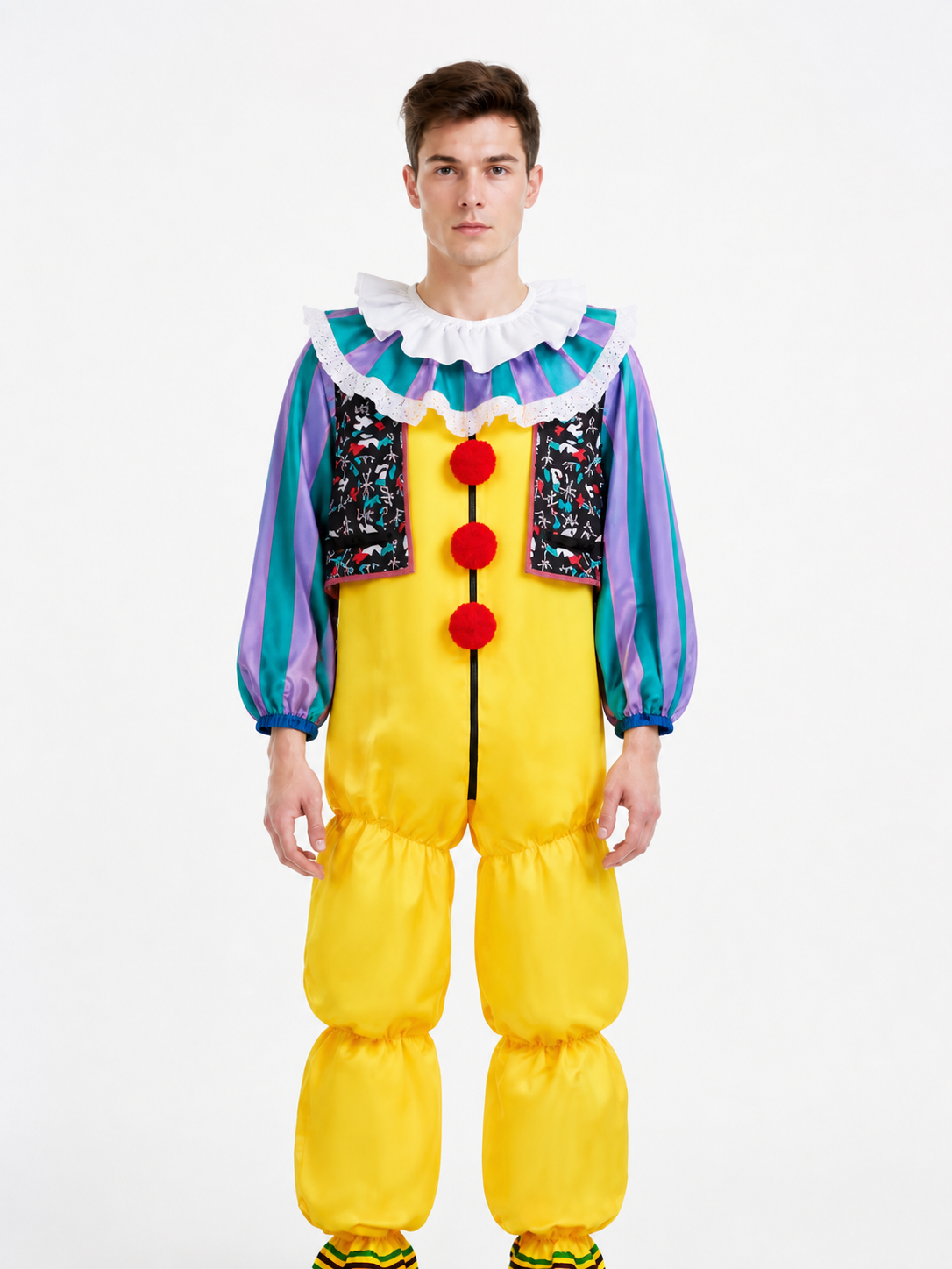 IT Clown Costume with Vest, Ruffled Collar, and Puffy Pants Costumes detail 2
