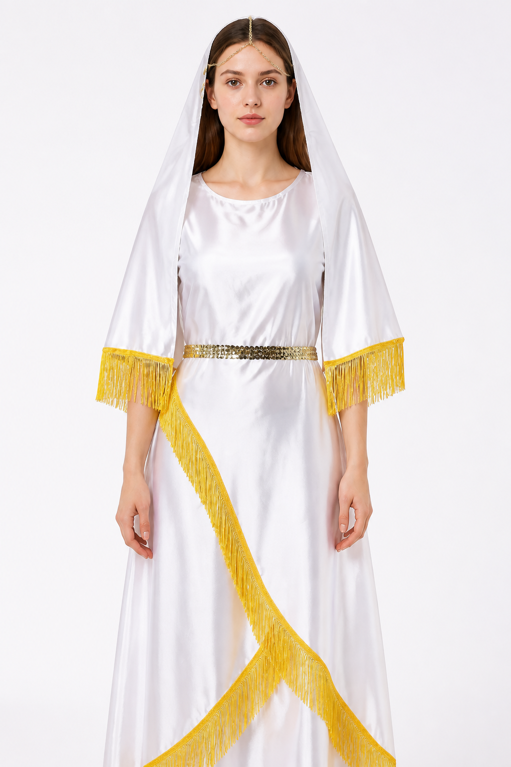 Ceremonial Robe with White Veil and Gold Fringe product detail 3