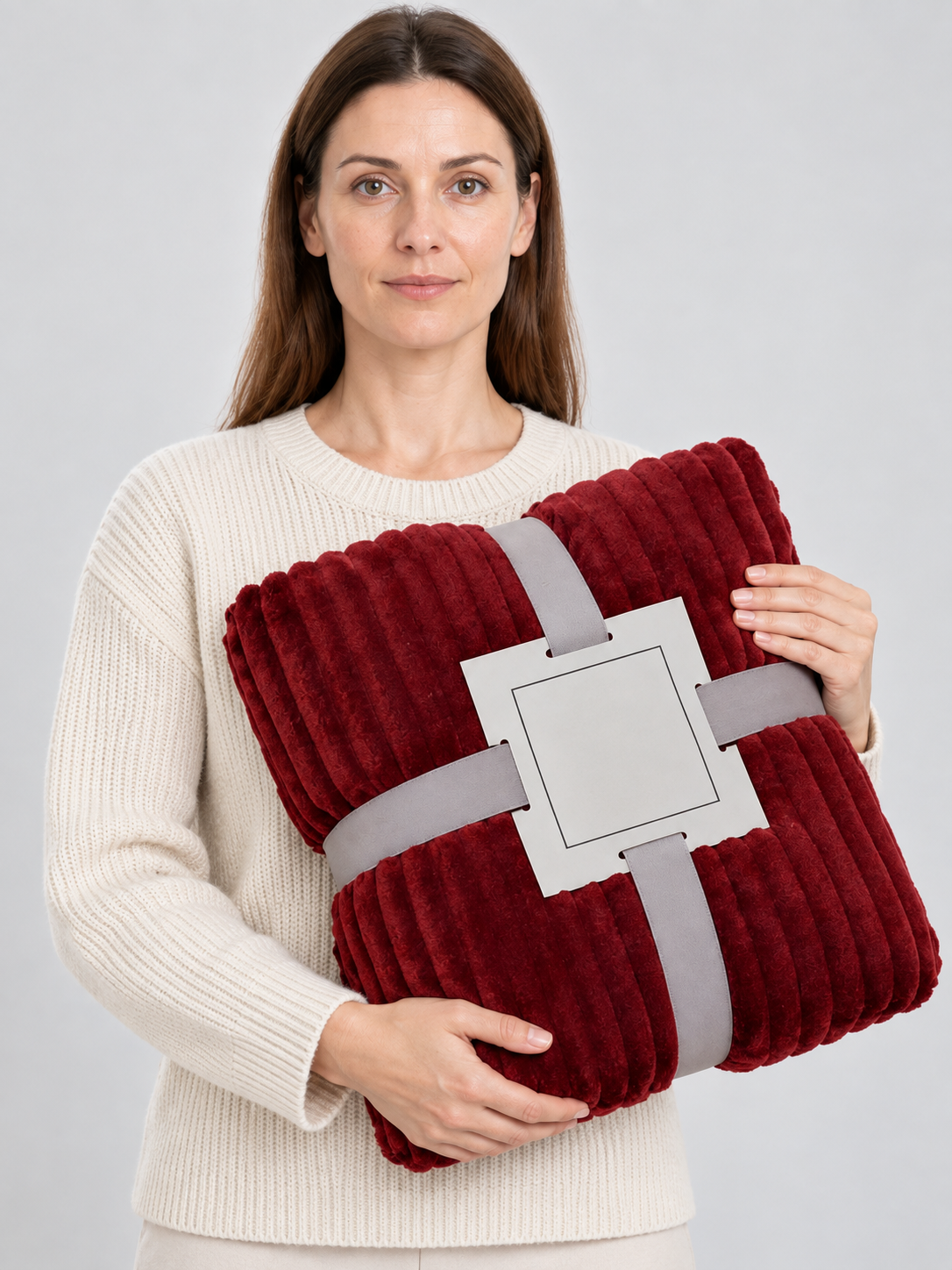Burgundy Plush Throw Blanket Made of Polyester and Flannel