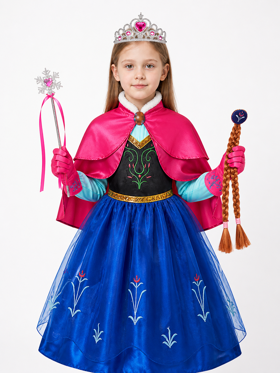Snow Queen Costume with Cape and Crown Costume Capes detail 3