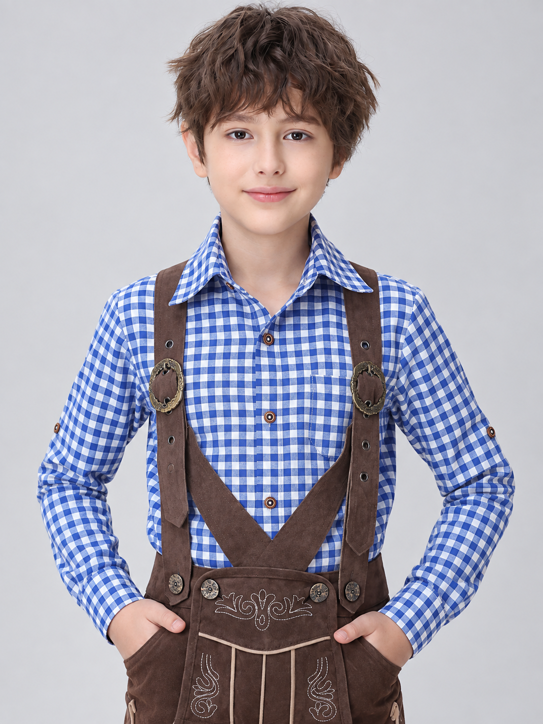 Blue Plaid Long-Sleeve Button-Down Shirt
