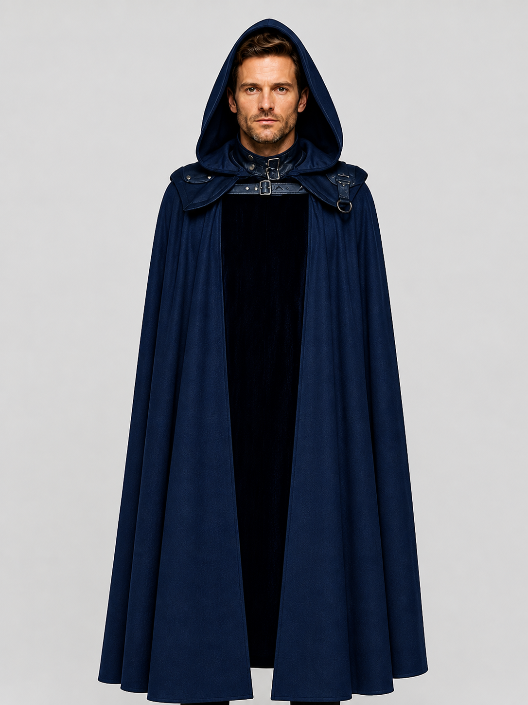 Adult Black Hooded Cloak for Halloween Cosplay Costume Capes detail 2