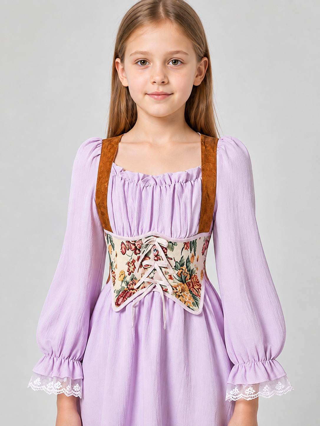Lavender Dress for Girls with a Corset Panel Costume Dresses detail 2