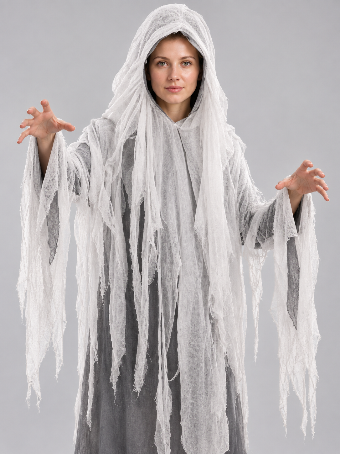Hooded Ghost Costume with Torn Strips Costumes detail 2