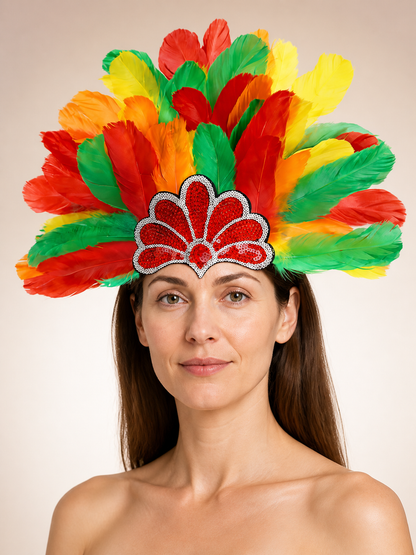 Multicolor feather carnival headpiece with beads product view 36