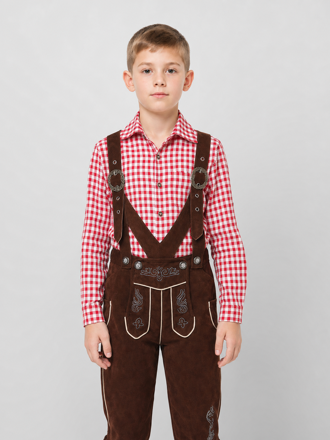 Folk-Style Costume: Plaid Shirt and Pants