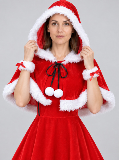 Carnival Costume with Red Dress and Hooded Cape Costume Dresses detail 2