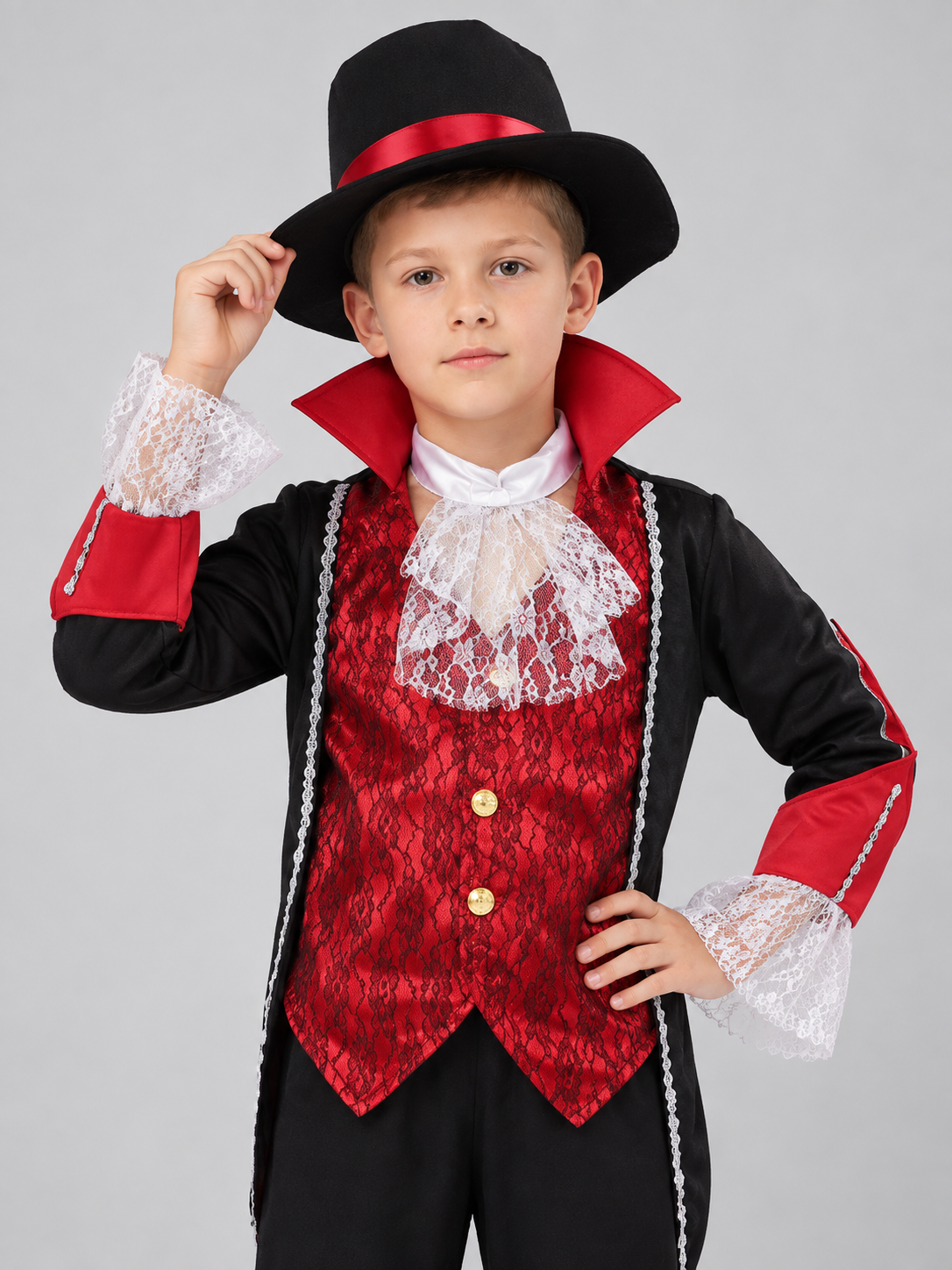 Kids' Vampire Carnival Costume with Hat, Black