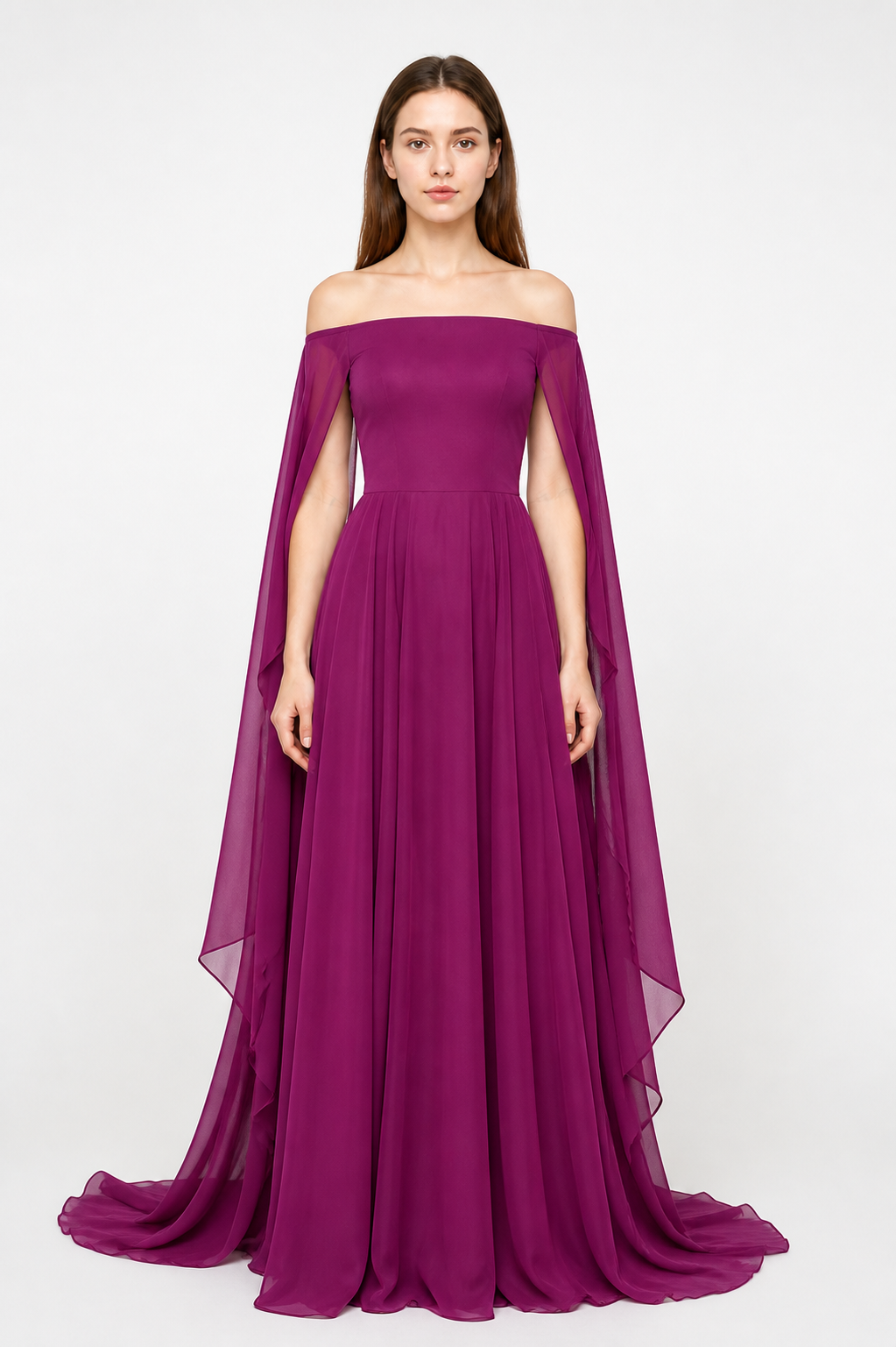 Maxi Dress with Off-the-Shoulder Design and Wide Sleeves Costume Dresses detail 3