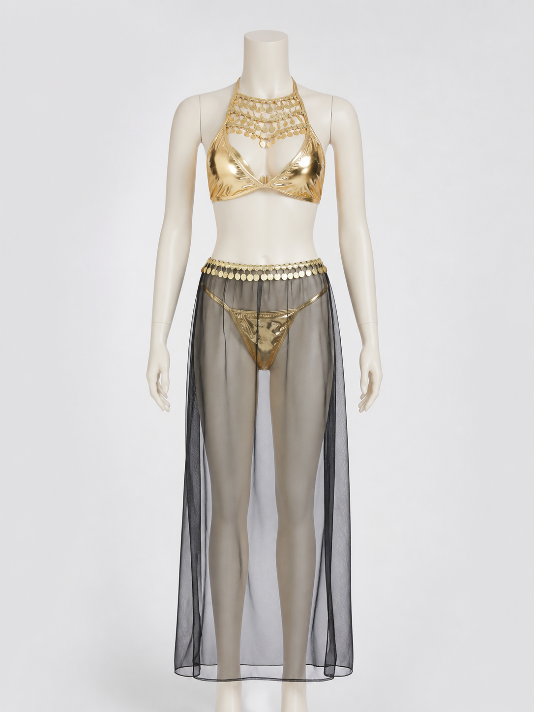 Cleopatra Costume with Sequins and a Sheer Skirt with a Slit Costumes detail 2