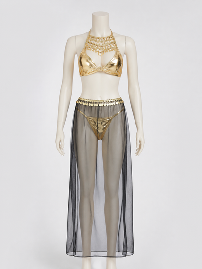 Cleopatra Costume with Sequins and a Sheer Skirt with a Slit Costumes detail 2
