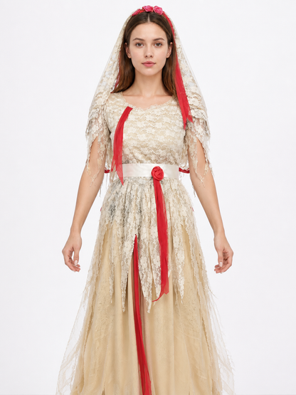 Carnival Costume Dress with Veil and Roses Costume Dresses detail 3