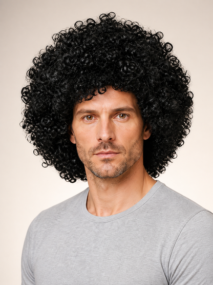 Black Carnival Wig, Voluminous Curls, Retro Style Costume Wigs detail 2