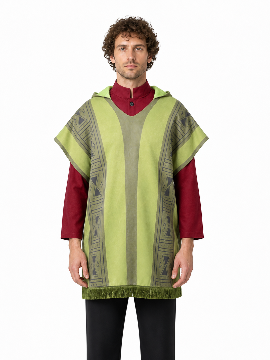 Costume with a striped cape and geometric pattern Costume Capes detail 3