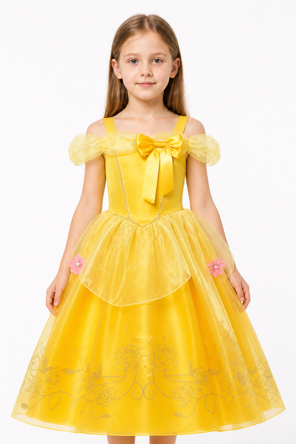 Children's Costume Dress with Floral Embroidery and Bow Costume Dresses detail 3