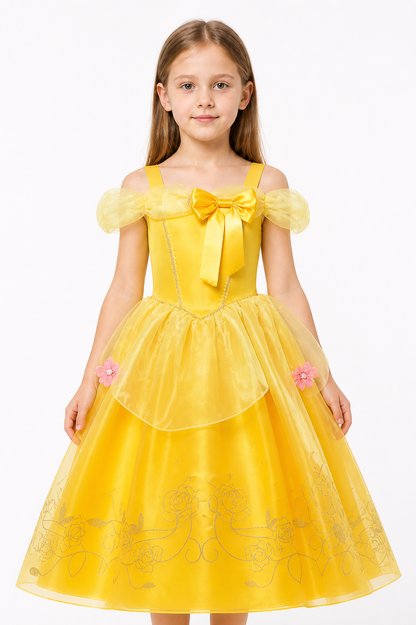Children's Costume Dress with Floral Embroidery and Bow Costume Dresses detail 3