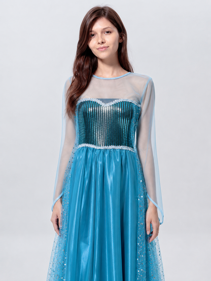 Blue Sequin Maxi Dress for Cosplay