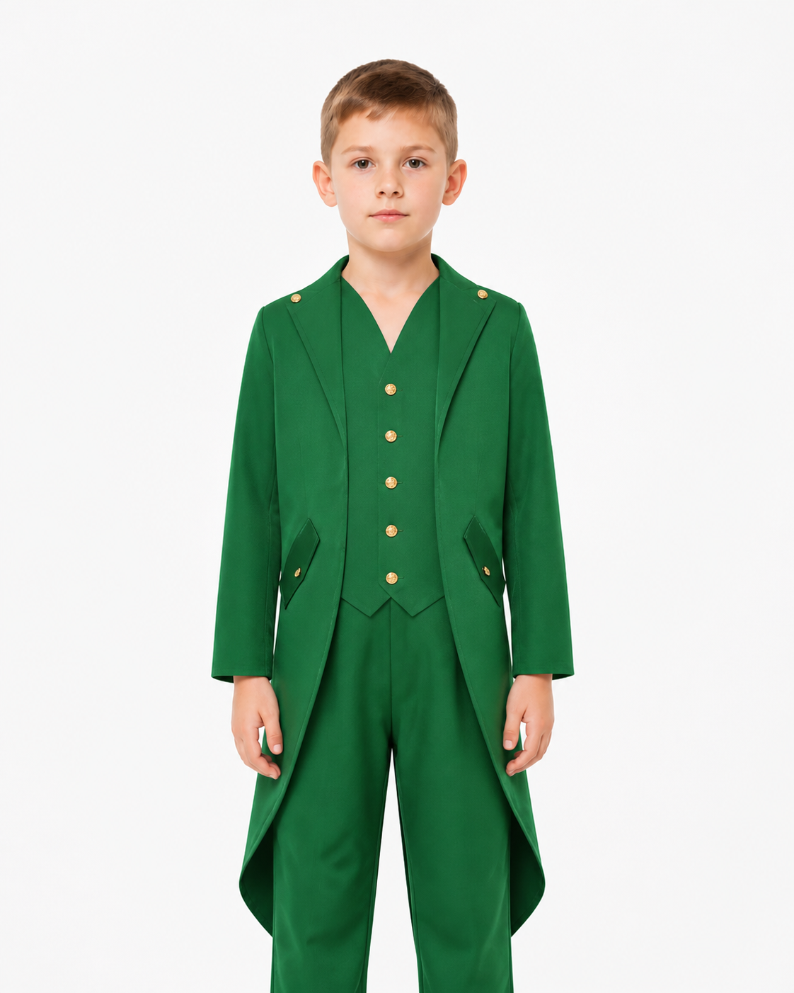 Men's Dark Green Tailcoat with a Fold-Down Collar product detail 3