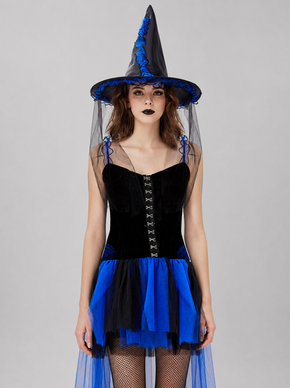 Halloween witch costume with hat and veil