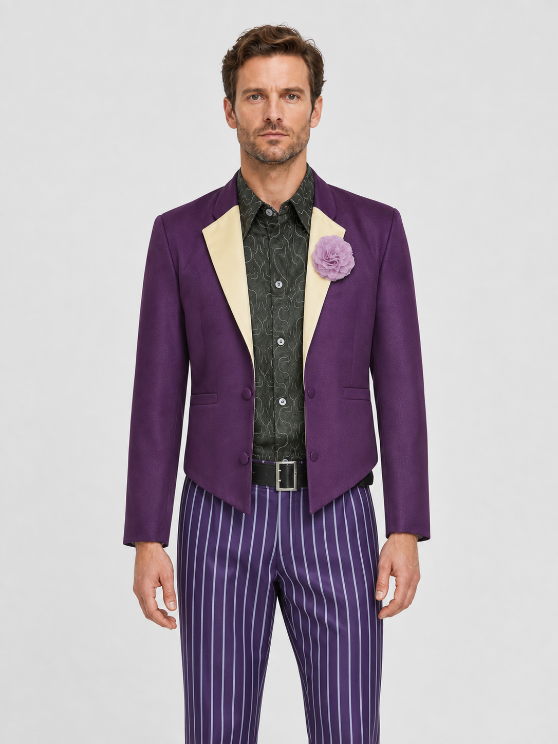 Joker Cosplay Costume, Purple, Striped Costumes detail 3