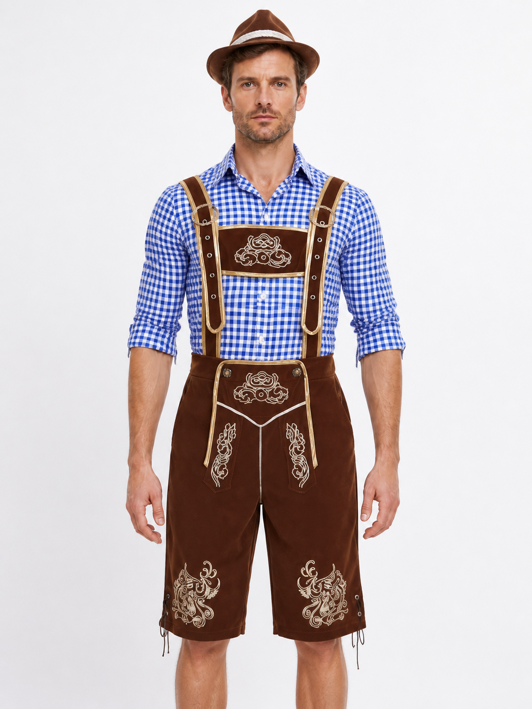 Bibbed suspender shorts with embroidery product detail 3