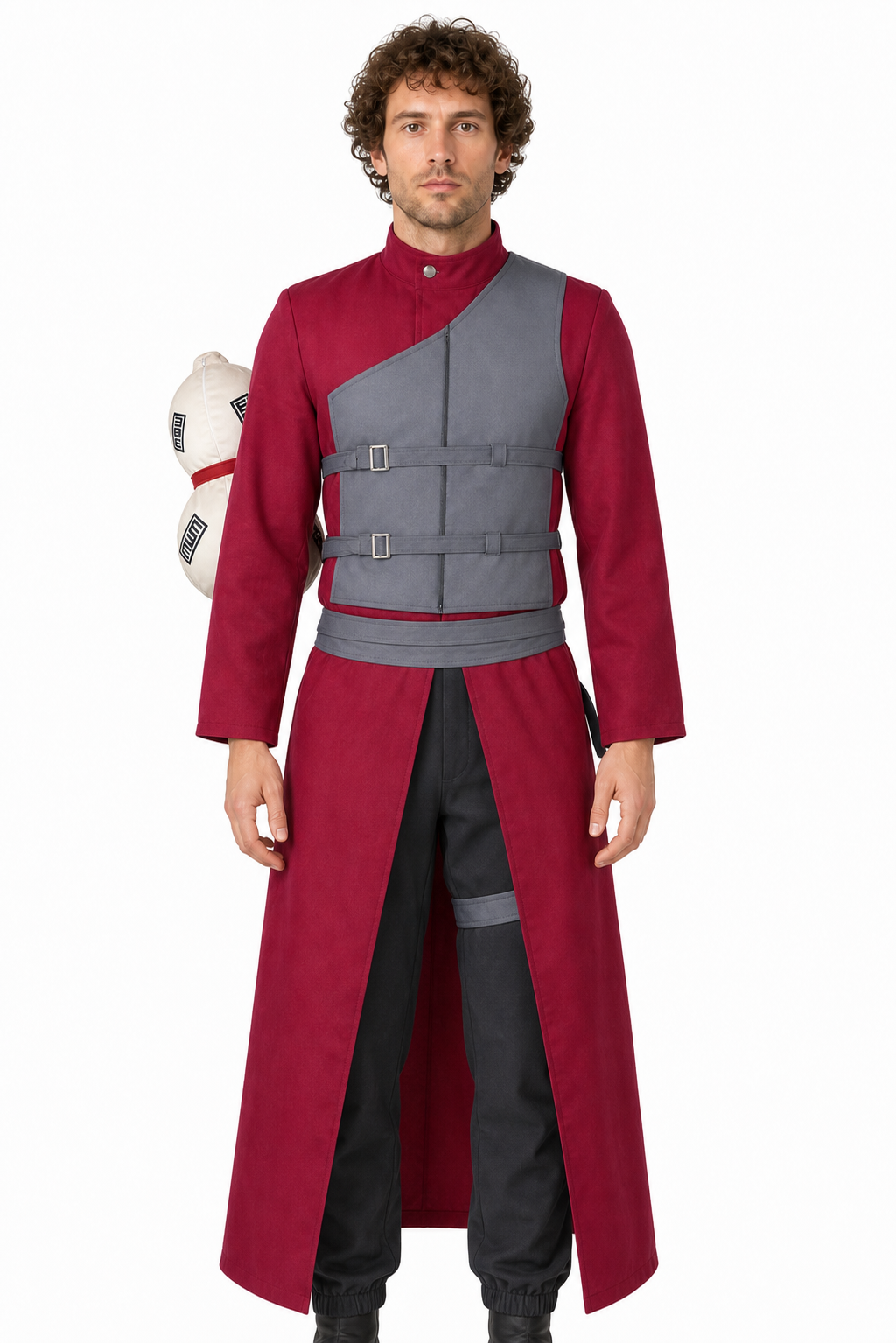 Gaara Cosplay Costume with Gray Vest and Gourd Costumes detail 3