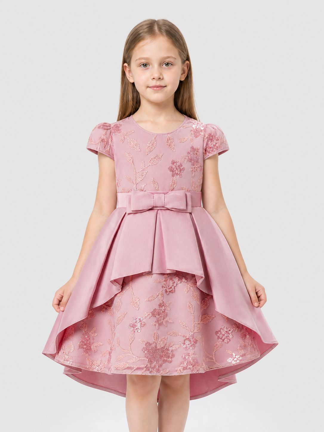 Girls' dressy dress with sequins and a satin bow Costume Dresses detail 3