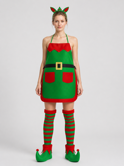 Christmas Elf Costume Apron, 4-Piece Set Costumes detail 3
