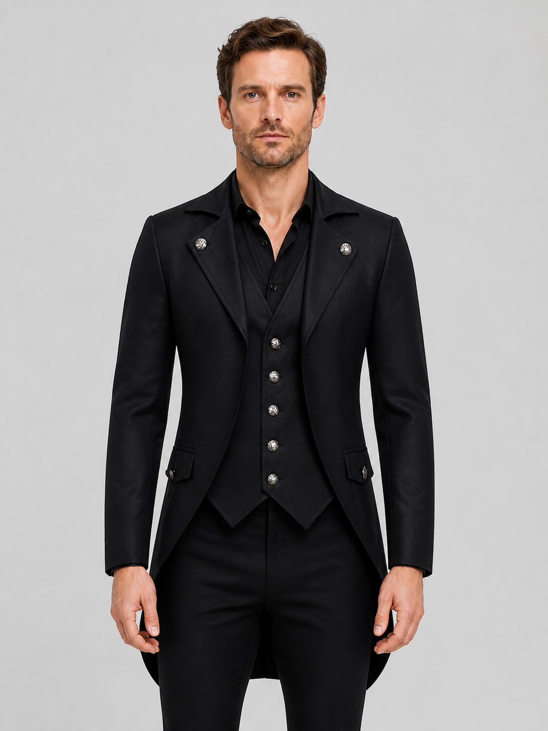 Black Tailcoat for Cosplay and Stage, Sizes S-XXXL Costumes detail 3
