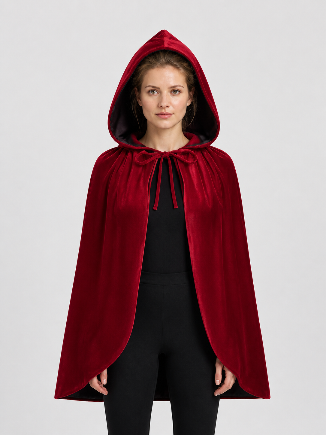 Red Hooded Cape with Lace for Halloween Costume Capes detail 2