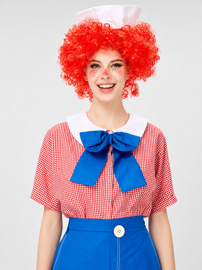 Circus-Style Clown Costume with Bow and Pants