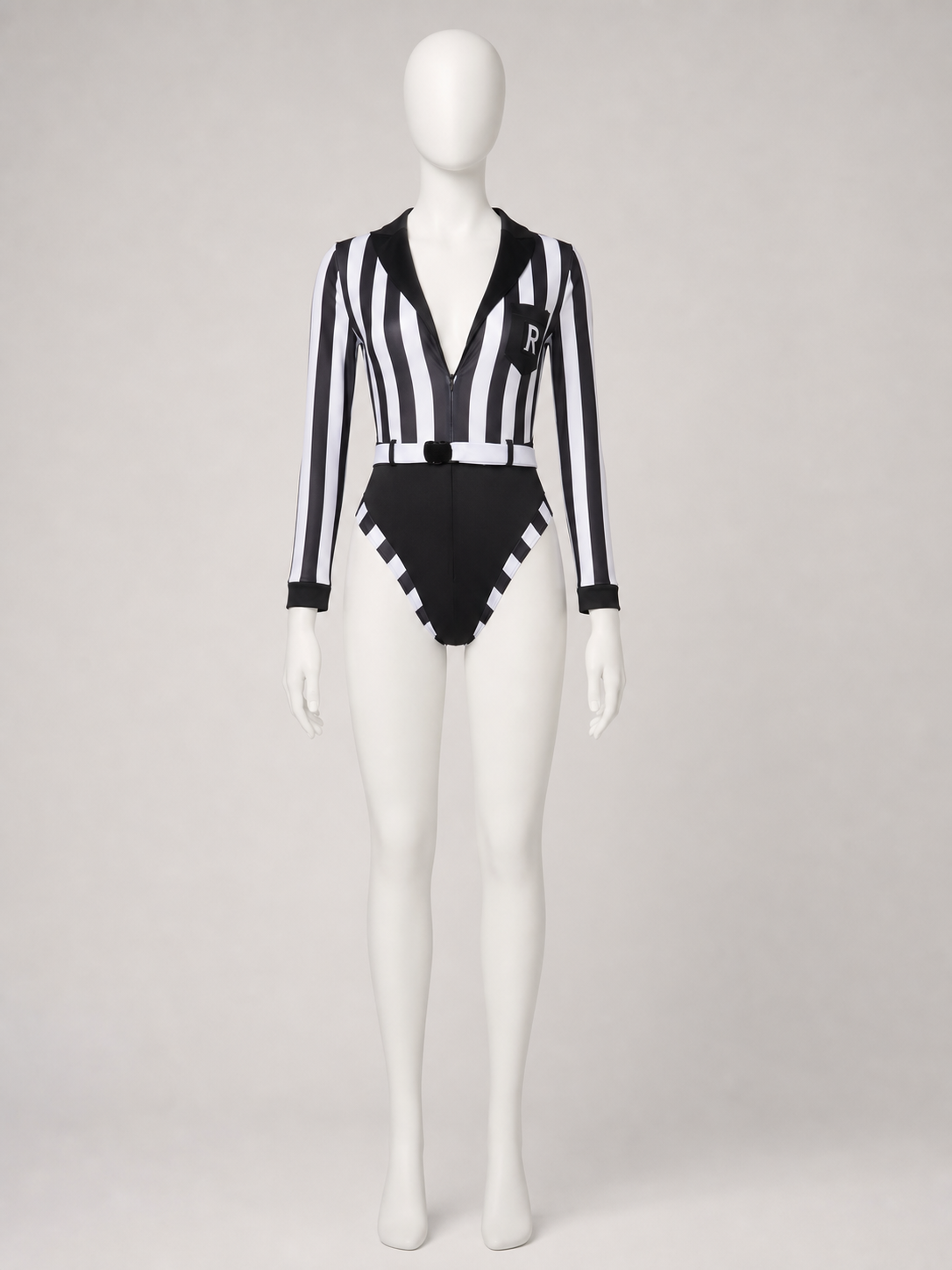 Striped Judge Costume Jumpsuit with Collar
