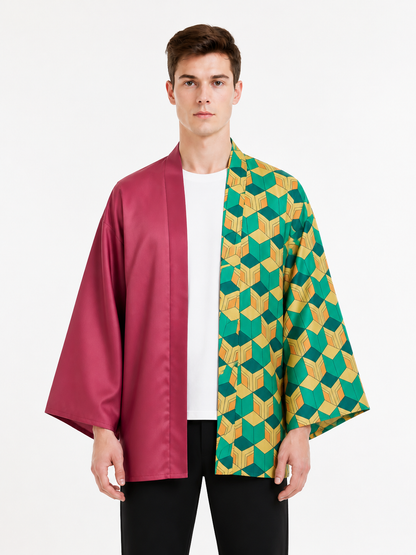 Long Kimono with a Geometric Pattern and Wide Sleeves product detail 3