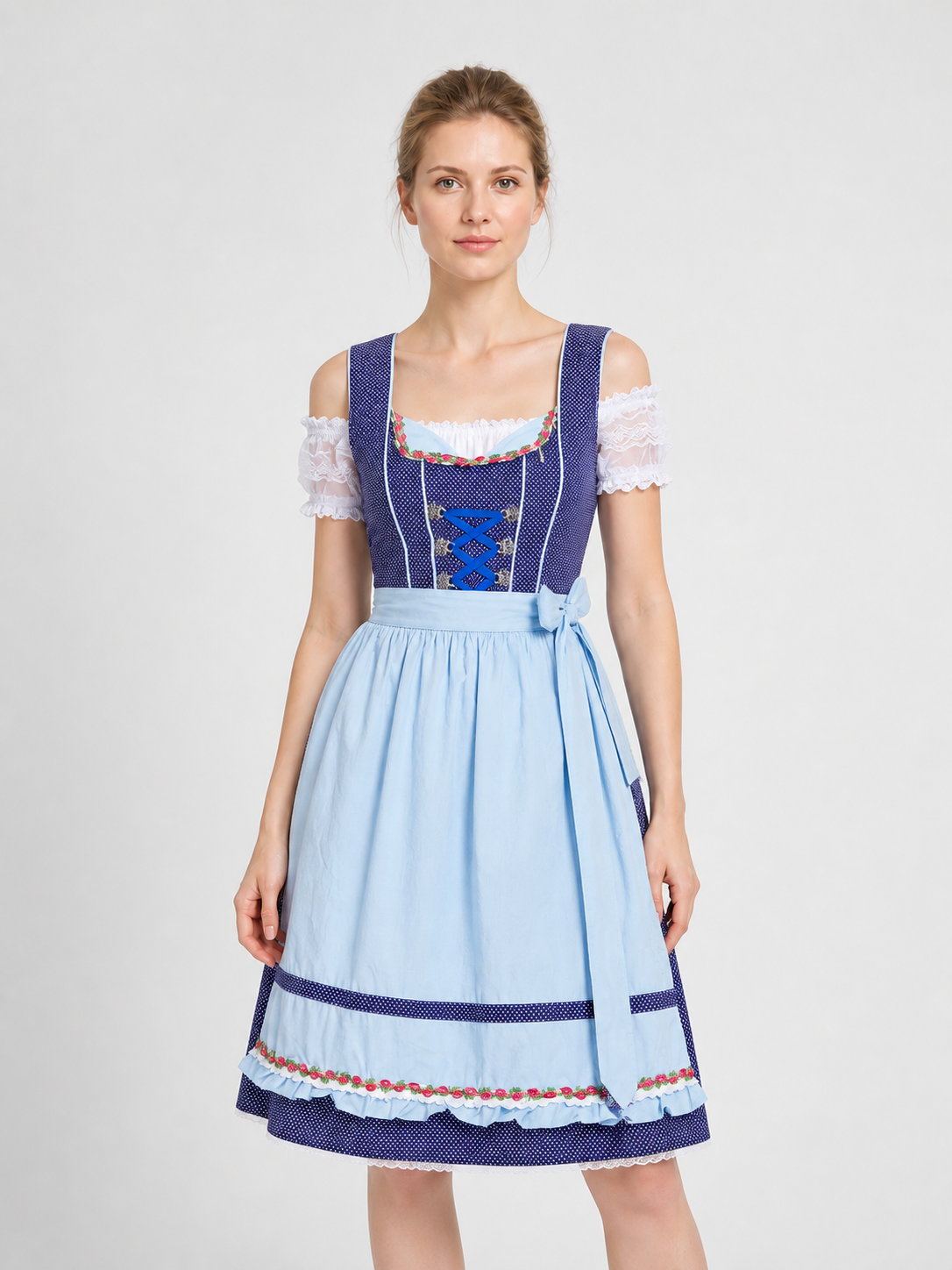 Bavarian Ethnic Dress with Apron and Floral Trim Costume Dresses detail 3