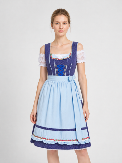 Bavarian Ethnic Dress with Apron and Floral Trim Costume Dresses detail 3