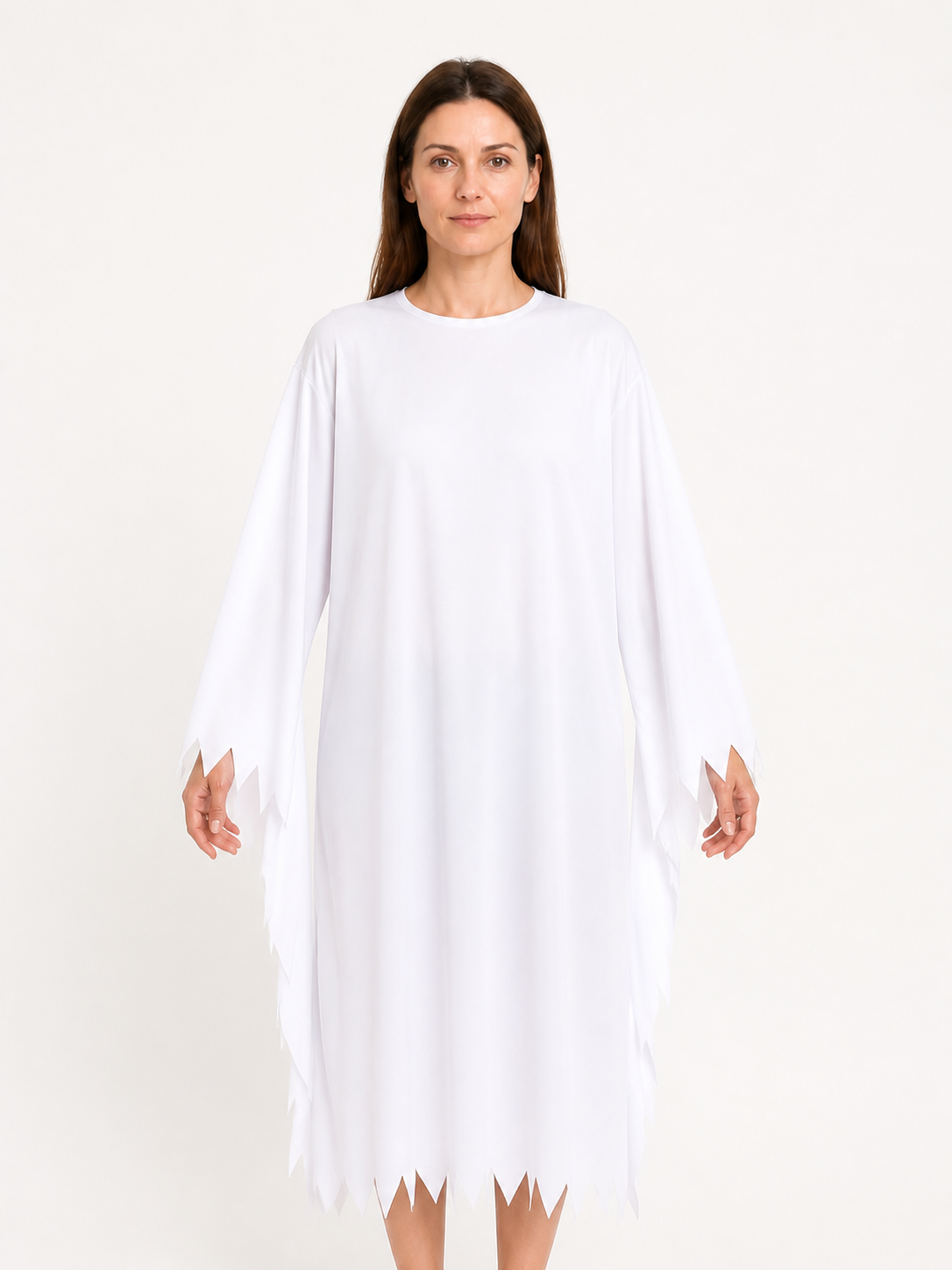 White Zombie Costume, Long Robe with Jagged Edges