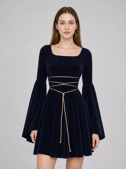 Gothic Maxi Evening Dress with Belt