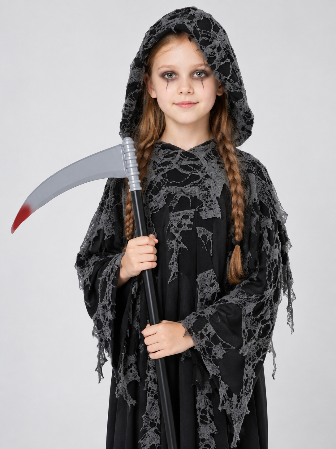 Kids' Vampire Halloween Costume with Hood and Spiderweb