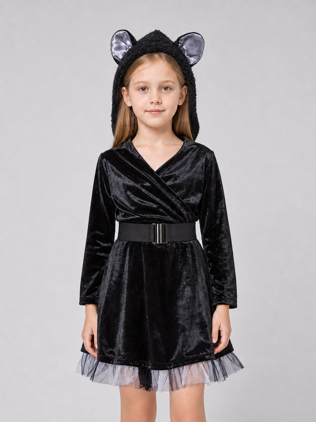 Black Cat Carnival Costume with Hood
