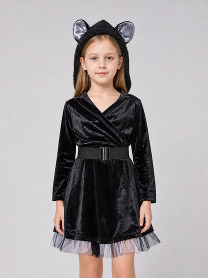 Black Cat Carnival Costume with Hood