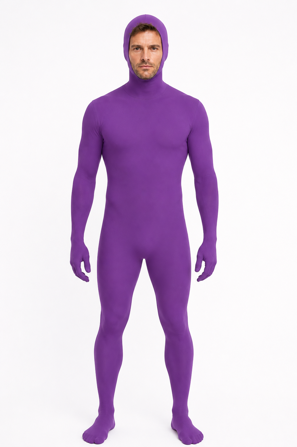 Purple Form-Fitting Hooded Halloween Bodysuit