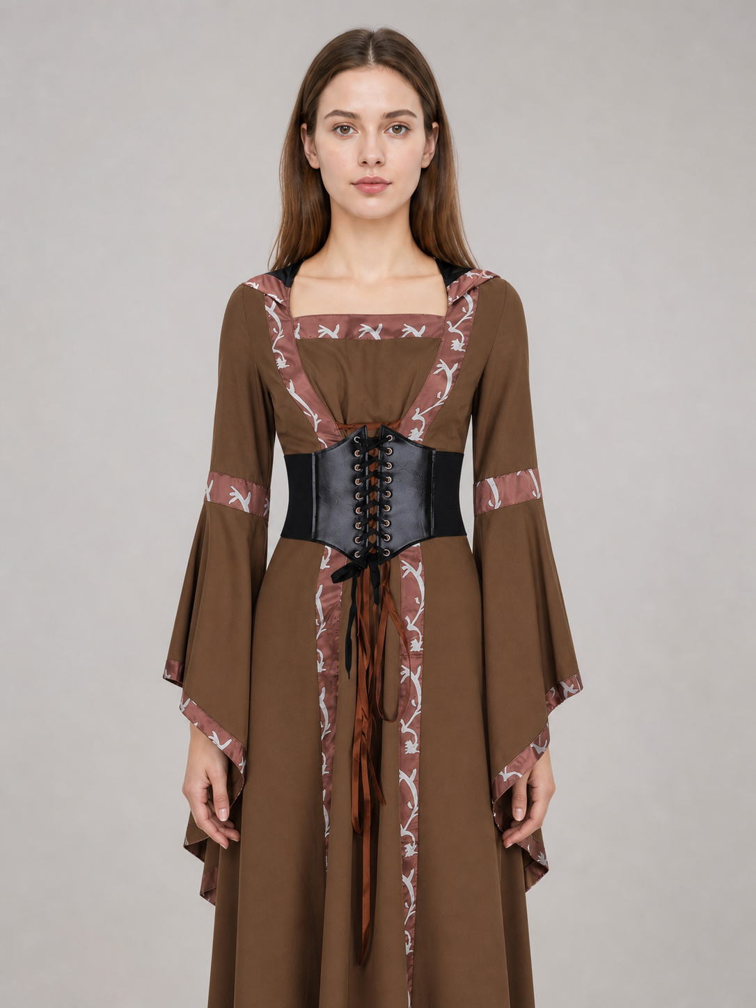 Medieval Hooded Lace-Up Dress