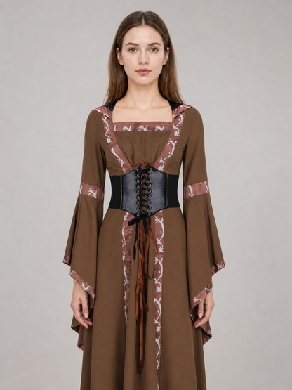 Medieval Hooded Lace-Up Dress