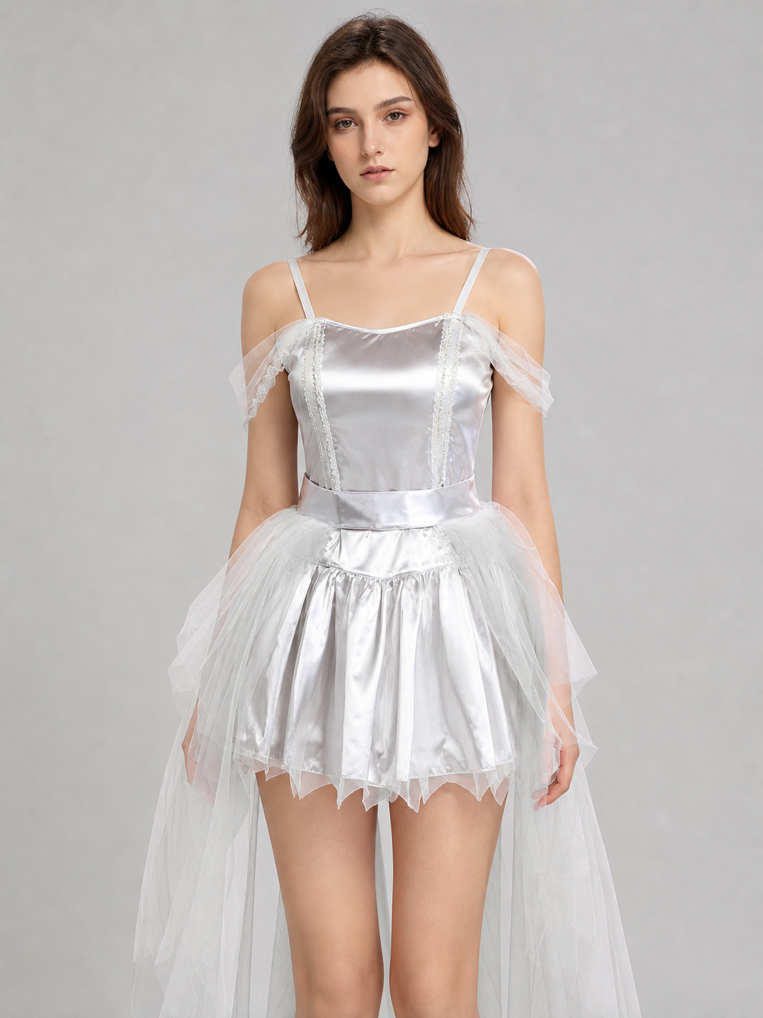 Retro Costume: Dress, Headpiece, and Tulle Train
