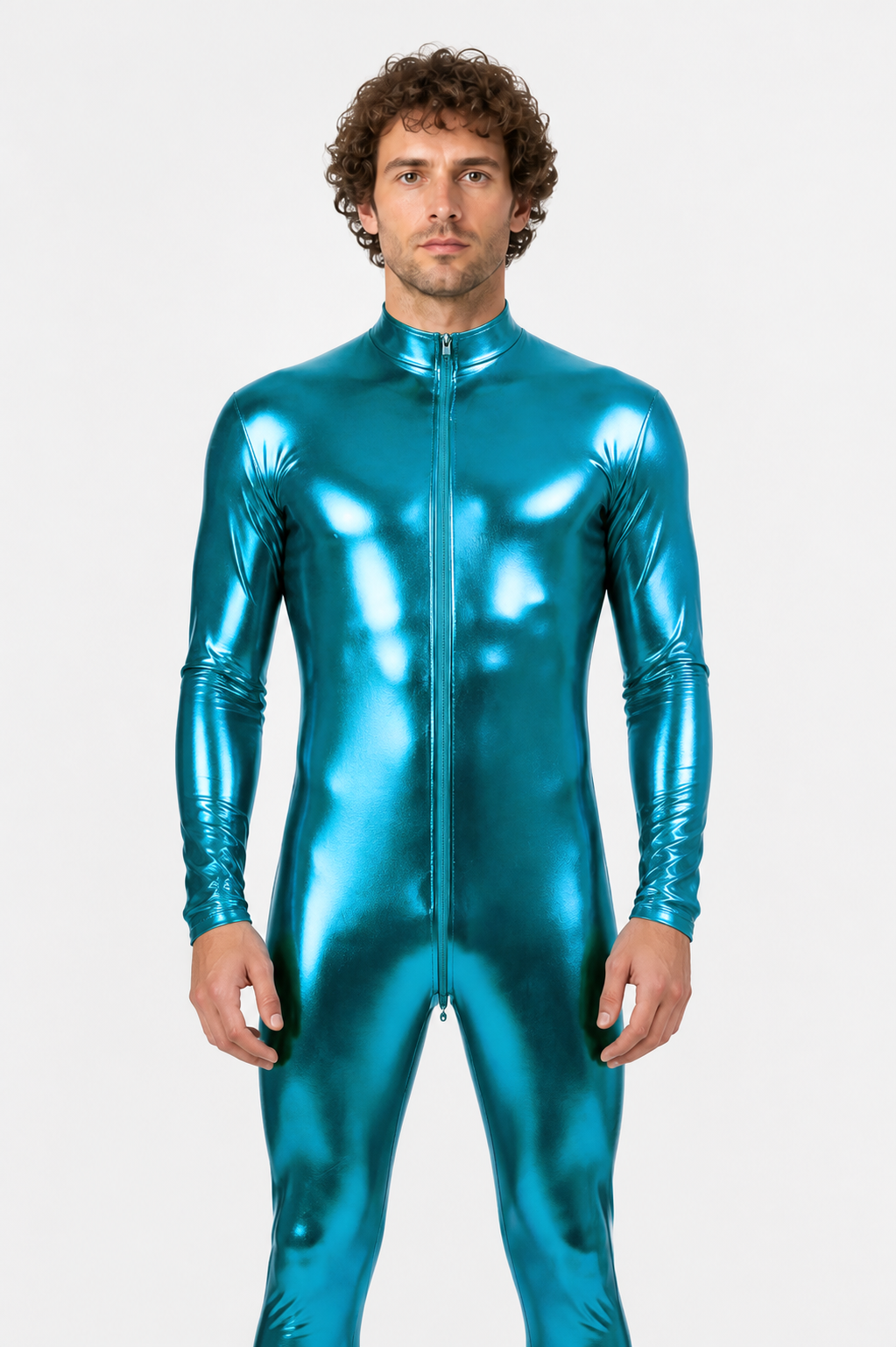 Glossy form-fitting jumpsuit with a zipper for the stage product detail 2