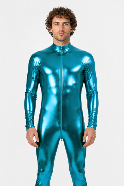 Glossy form-fitting jumpsuit with a zipper for the stage product detail 2